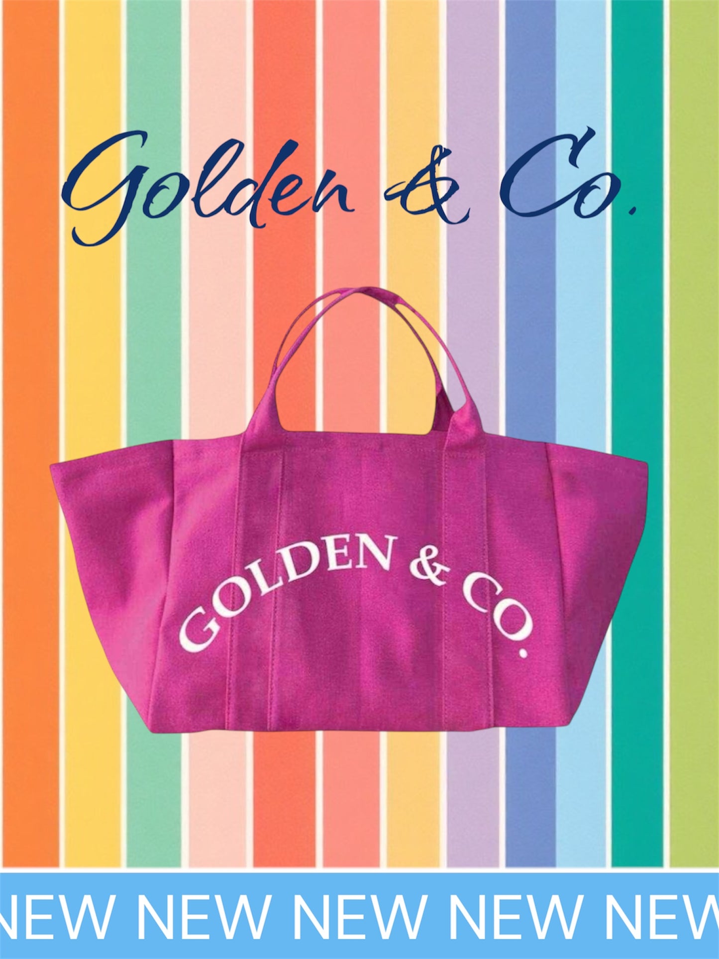 กระเป๋าผ้าแคนวาส Tote bag สีชมพู Golden & Co.
