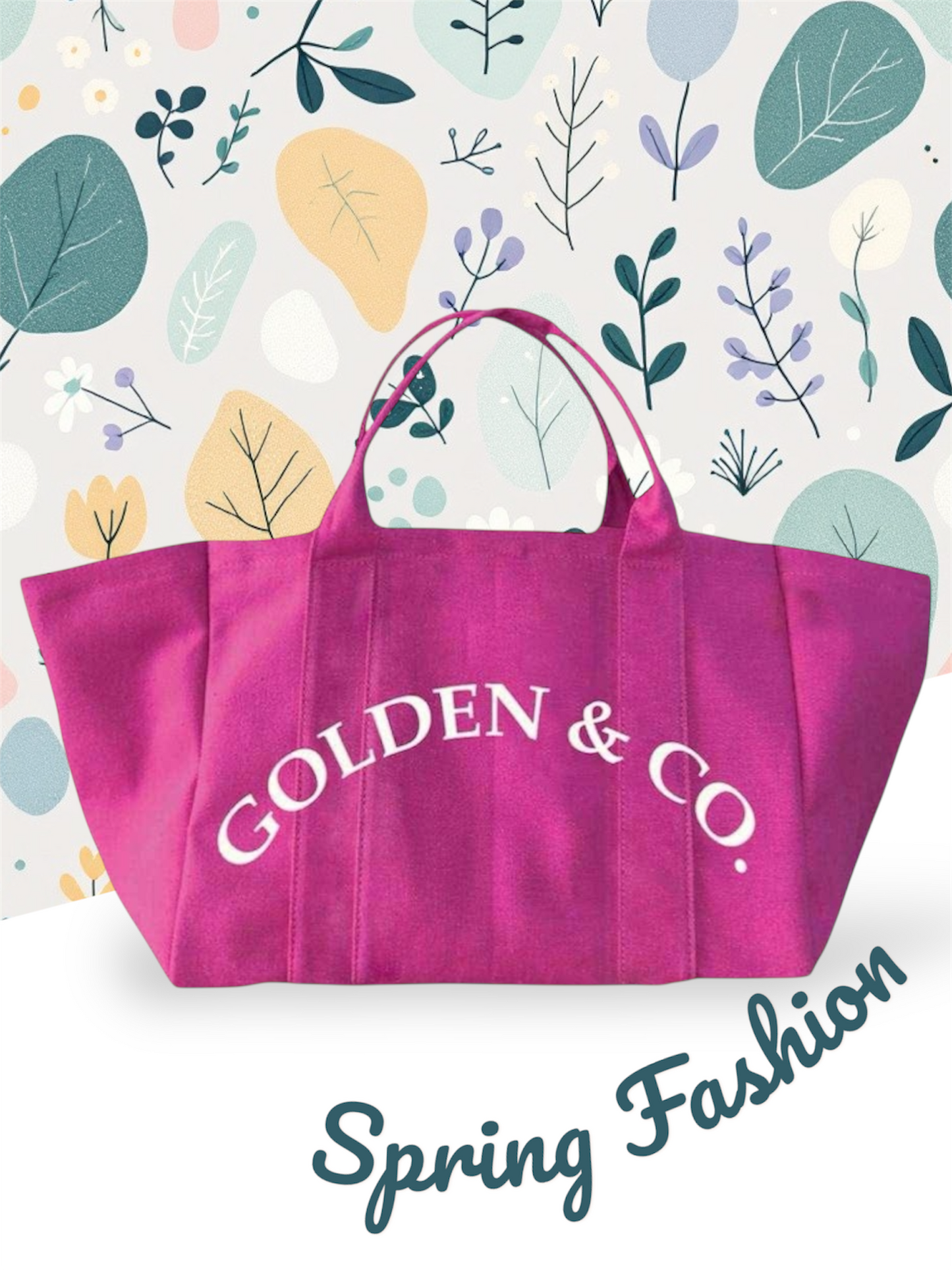 กระเป๋าผ้าแคนวาส Tote bag สีชมพู Golden & Co.