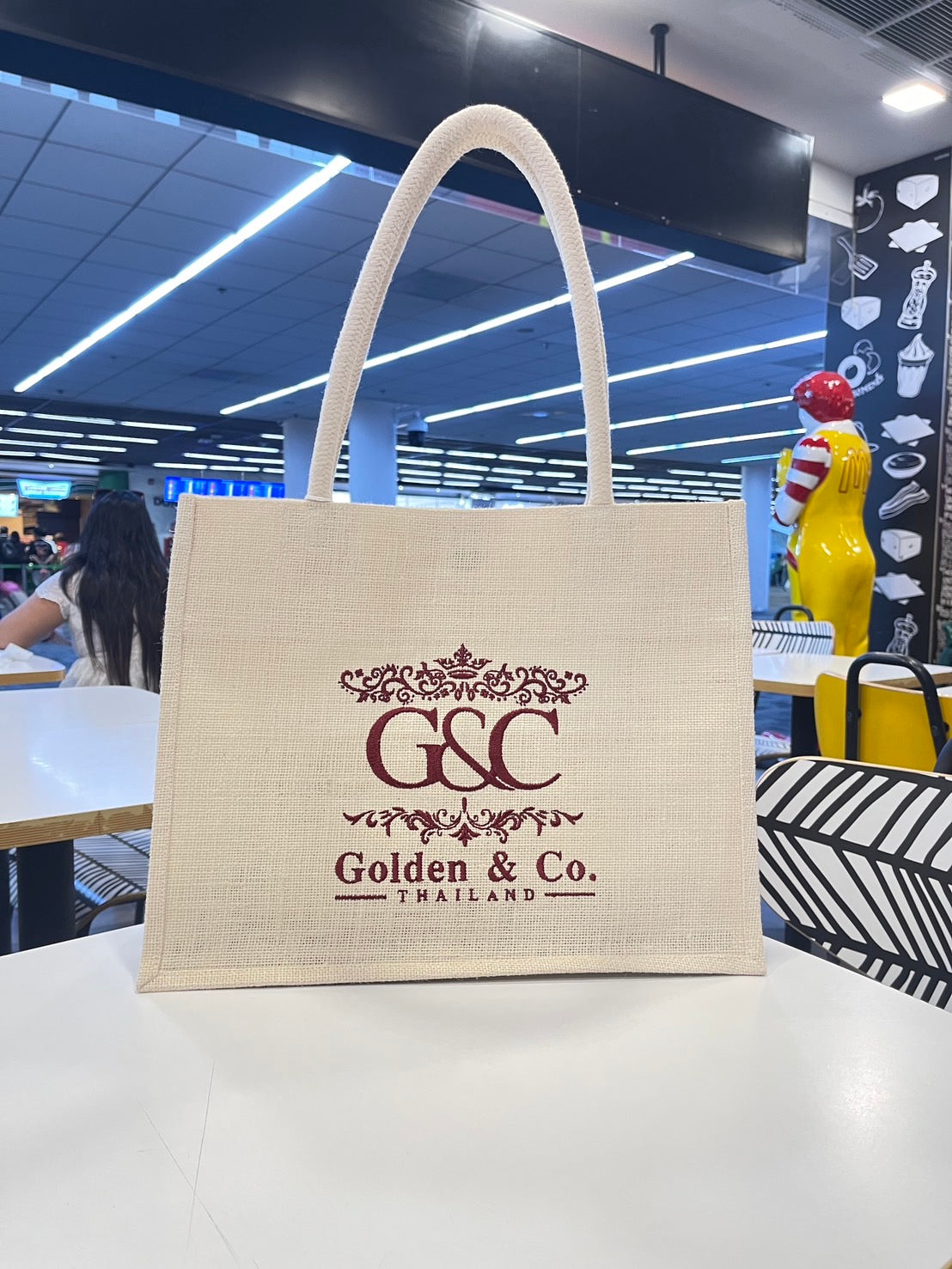 กระเป๋าผ้ากระสอบแคนวาส สีขาว Golden & Co. รุ่น Tote bags