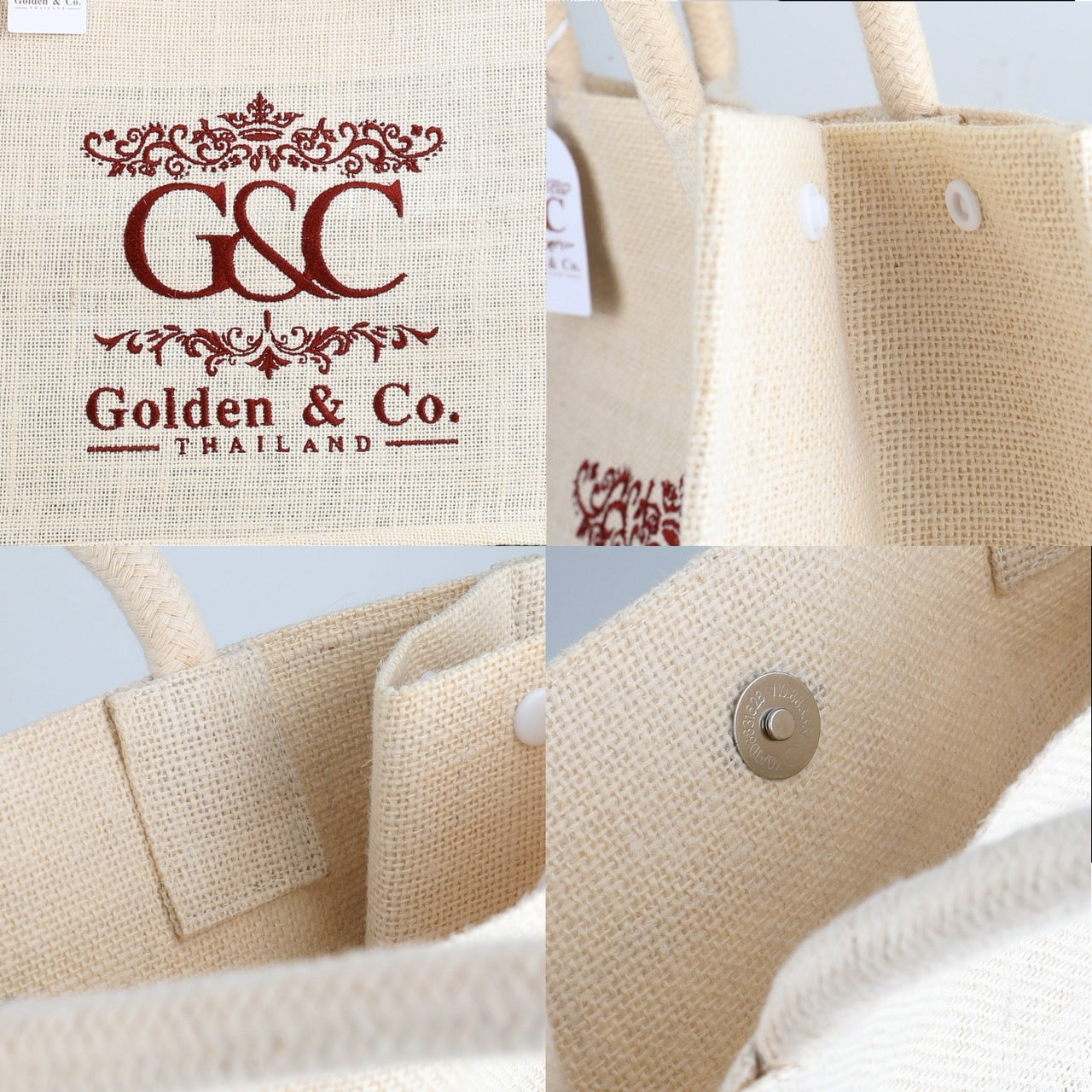 กระเป๋าผ้ากระสอบแคนวาส สีขาว Golden & Co. รุ่น Tote bags