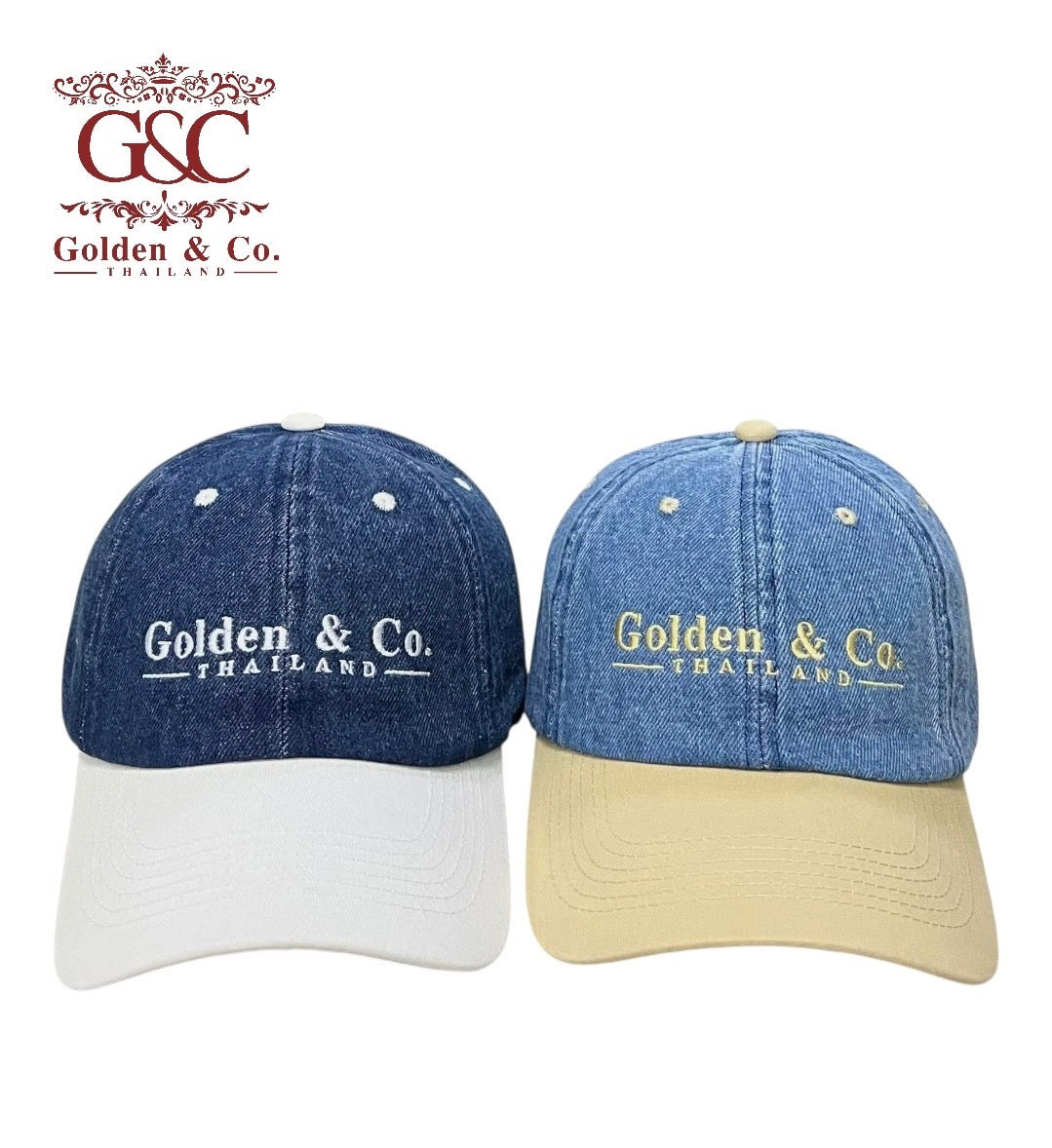 หมวกแก๊ปทูโทนยีนส์ Golden & Co. Thailand 🧢🧢🧢 สีครีม