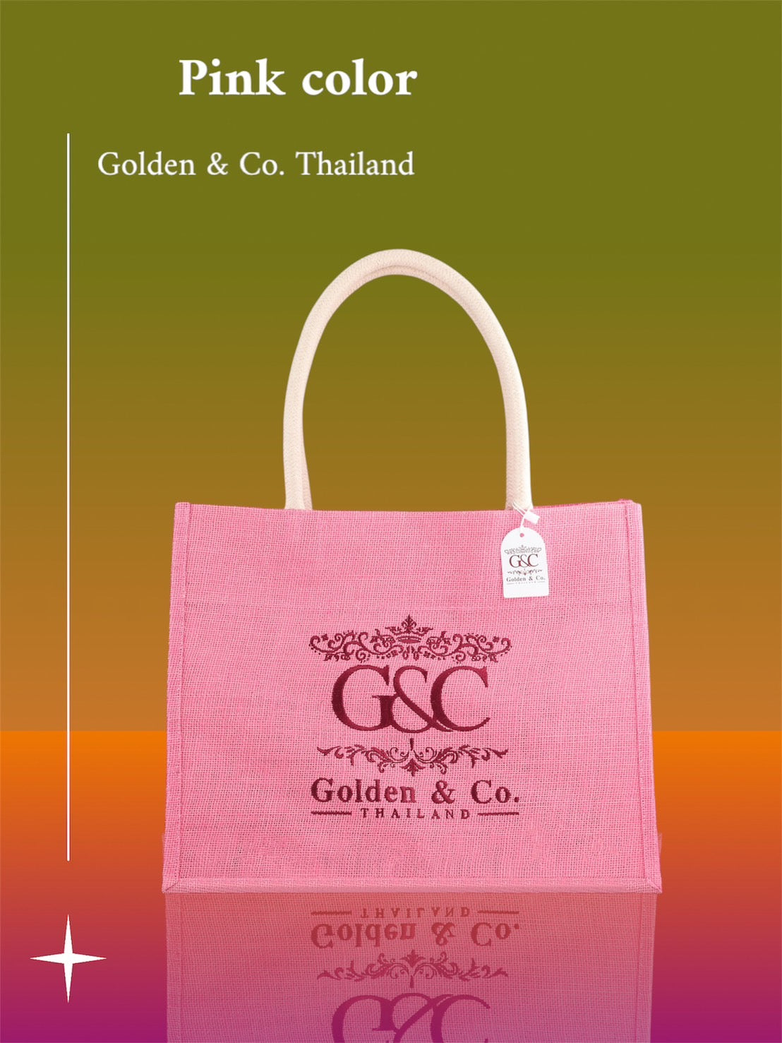กระเป๋าผ้ากระสอบแคนวาส สีชมพู Golden & Co. รุ่น Tote bags