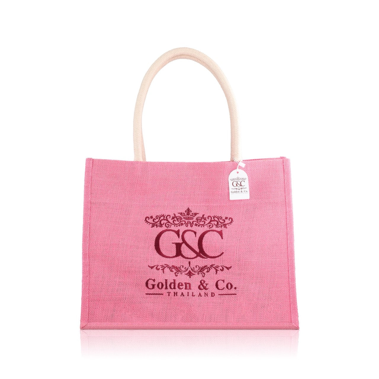 กระเป๋าผ้ากระสอบแคนวาส สีชมพู Golden & Co. รุ่น Tote bags