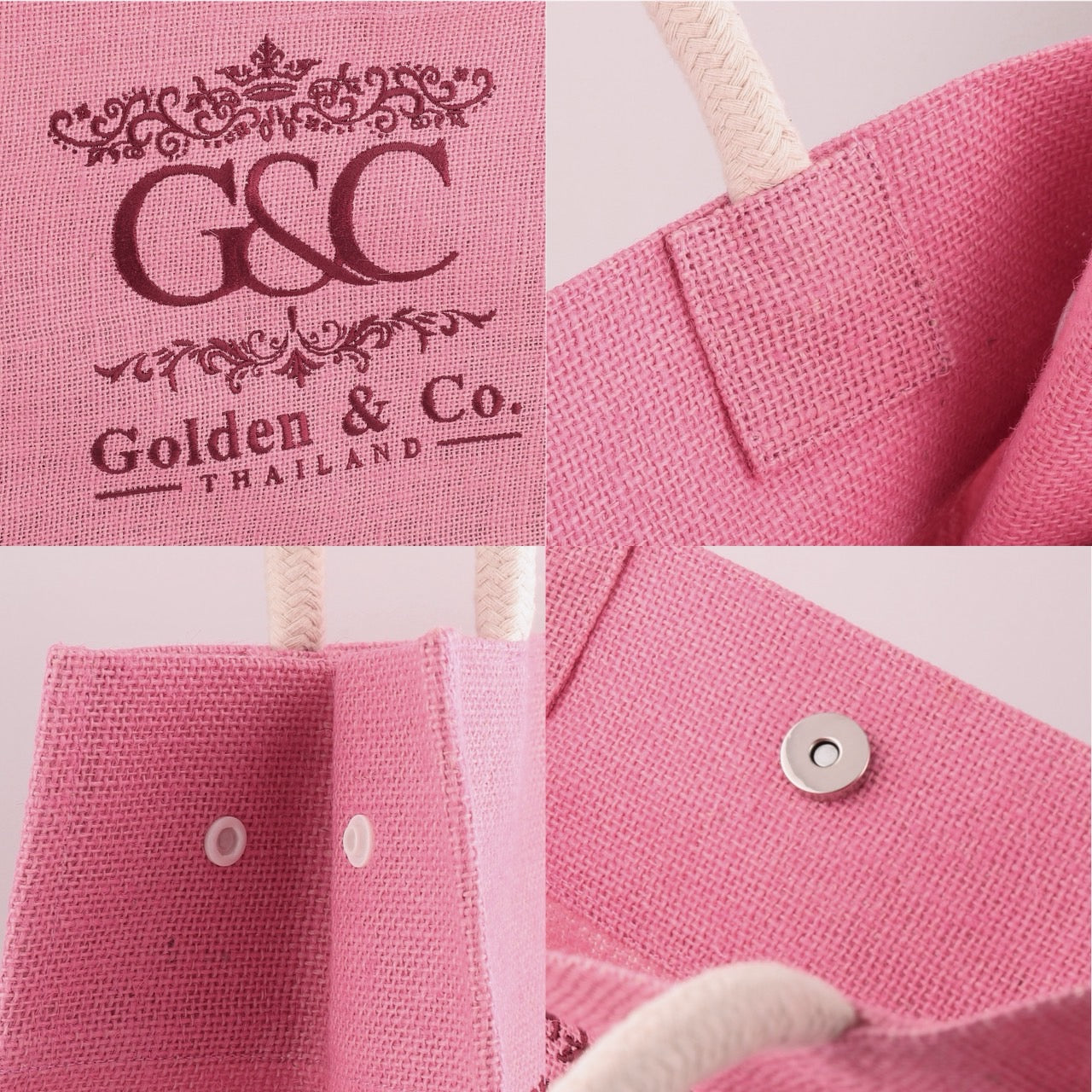 กระเป๋าผ้ากระสอบแคนวาส สีชมพู Golden & Co. รุ่น Tote bags