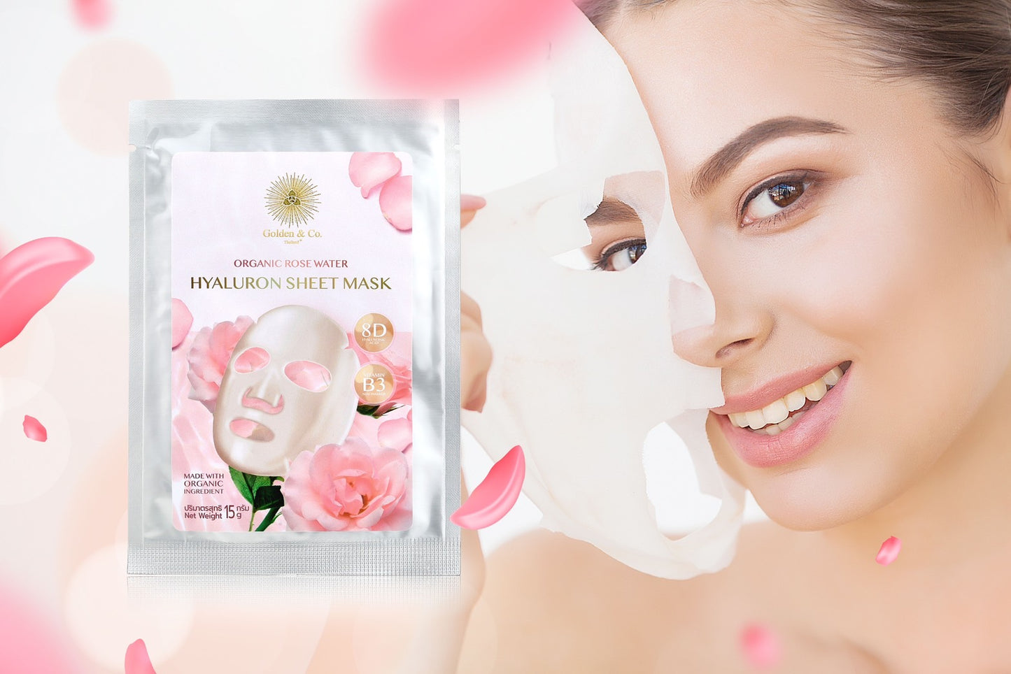 GOLDEN ORGANIC ROSE WATER HYALURON SHEET MASK