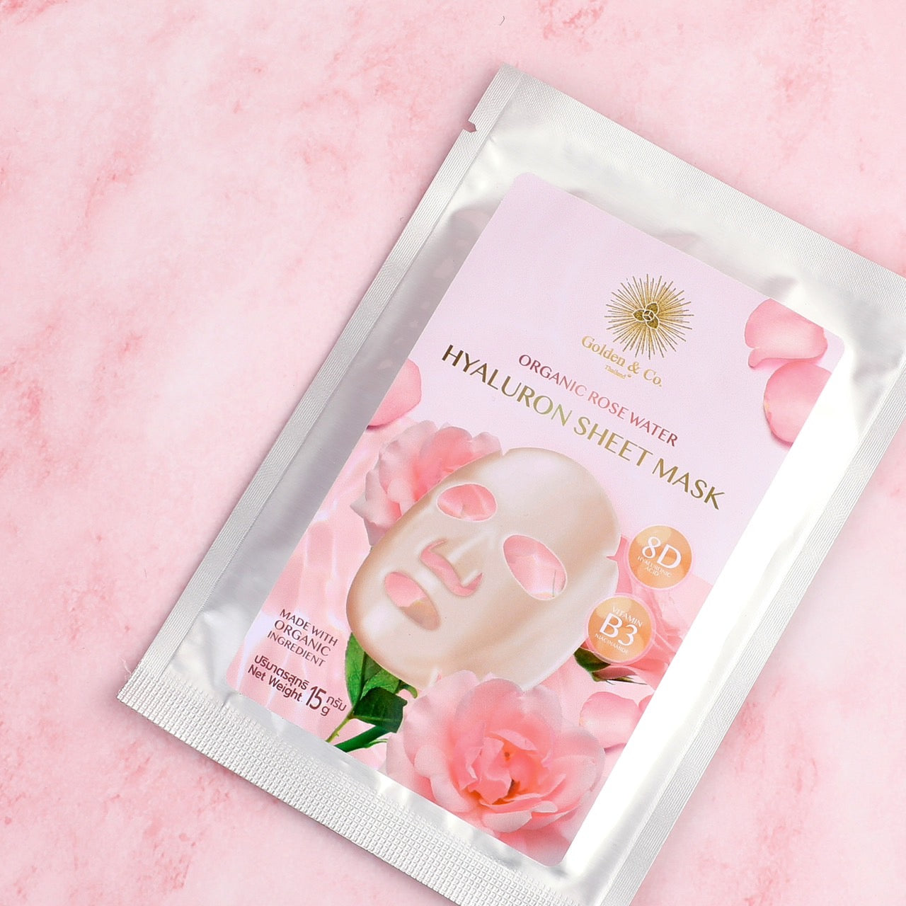 GOLDEN ORGANIC ROSE WATER HYALURON SHEET MASK