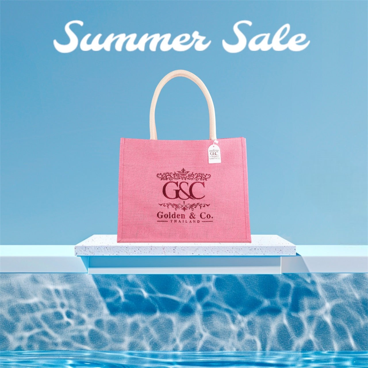 กระเป๋าผ้ากระสอบแคนวาส สีชมพู Golden & Co. รุ่น Tote bags